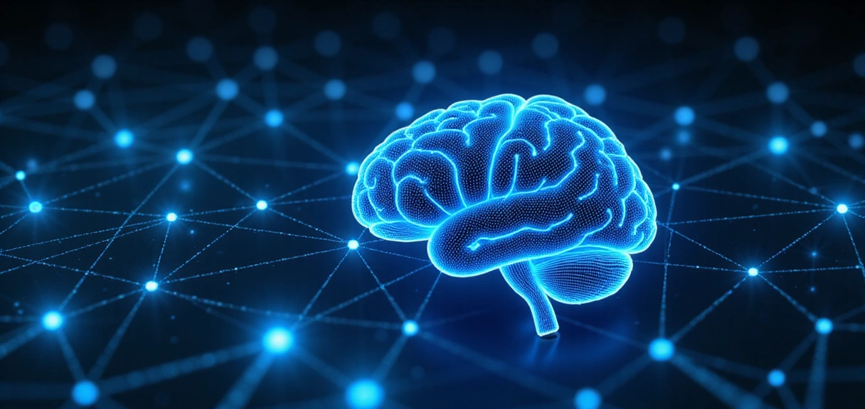 Abstract digital network, brain connections, health data