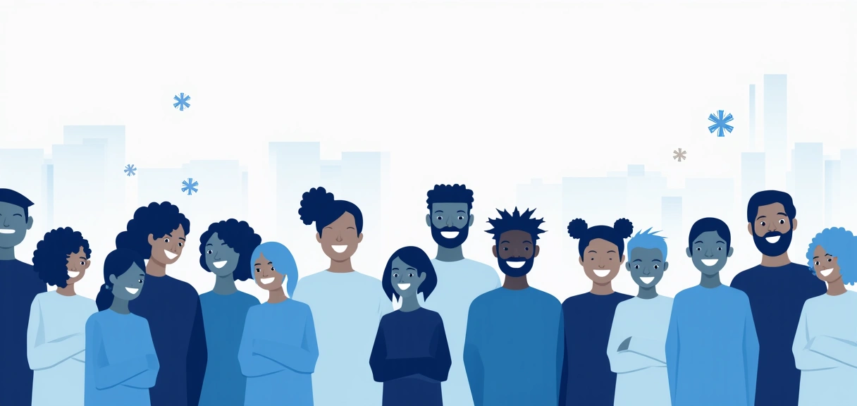 Persone felici e grafici di successo astratti